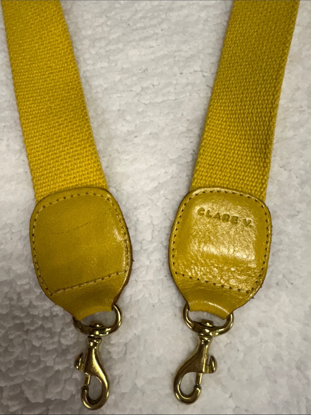 CLARE V Yellow Canvas crossbody Strap with Leather Ends - Picture 2 of 3